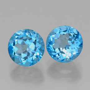 캐럿 천연 스위스 블루 토파즈 보석, 라운드 컷, 7.05 mm, VVS