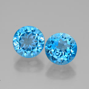 캐럿 천연 스위스 블루 토파즈 보석, 라운드 컷, 7.04 mm, VVS