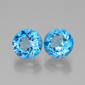캐럿 천연 스위스 블루 토파즈 보석, 라운드 컷, 7.04 mm, VVS