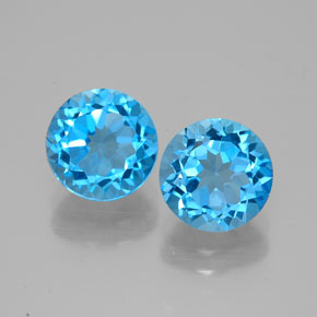 캐럿 천연 스위스 블루 토파즈 보석, 라운드 컷, 7.04 mm, VVS