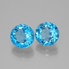 캐럿 천연 스위스 블루 토파즈 보석, 라운드 컷, 7.04 mm, VVS