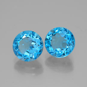 캐럿 천연 스위스 블루 토파즈 보석, 라운드 컷, 7.00 mm, VVS