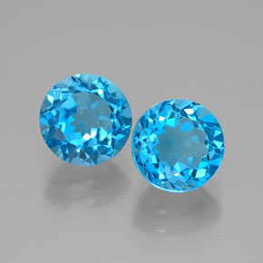 캐럿 천연 스위스 블루 토파즈 보석, 라운드 컷, 7.00 mm, VVS