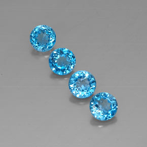 캐럿 천연 스위스 블루 토파즈 보석, 라운드 컷, 7.05 mm, VVS
