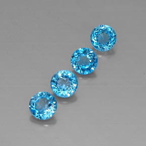 캐럿 천연 스위스 블루 토파즈 보석, 라운드 컷, 7.05 mm, VVS