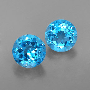 캐럿 천연 스위스 블루 토파즈 보석, 라운드 컷, 7.09 mm, VVS-VS