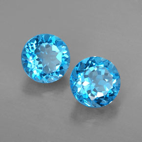 캐럿 천연 스위스 블루 토파즈 보석, 라운드 컷, 7.09 mm, VVS-VS