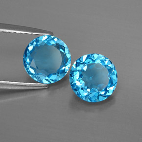 캐럿 천연 스위스 블루 토파즈 보석, 라운드 컷, 7.06 mm, VVS-VS