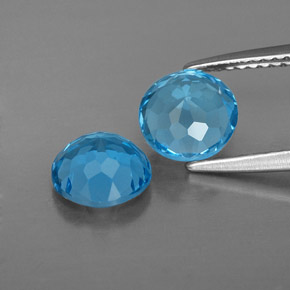 캐럿 천연 스위스 블루 토파즈 보석, 라운드 컷, 7.06 mm, VVS-VS