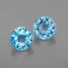 캐럿 천연 스위스 블루 토파즈 보석, 라운드 컷, 7.03 mm, VVS-VS