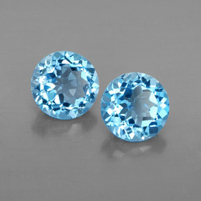 캐럿 천연 스위스 블루 토파즈 보석, 라운드 컷, 7.03 mm, VVS-VS