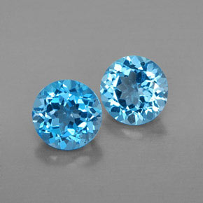 캐럿 천연 스위스 블루 토파즈 보석, 라운드 컷, 7.00 mm, VVS-VS