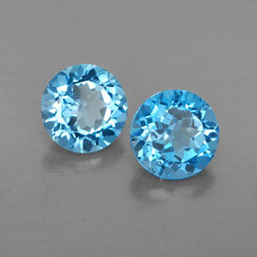 캐럿 천연 스위스 블루 토파즈 보석, 라운드 컷, 7.00 mm, VVS-VS