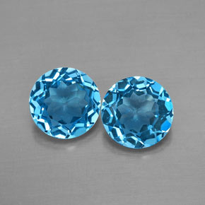 캐럿 천연 스위스 블루 토파즈 보석, 라운드 컷, 7.04 mm, VVS-VS