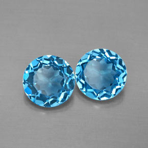 캐럿 천연 스위스 블루 토파즈 보석, 라운드 컷, 7.04 mm, VVS-VS