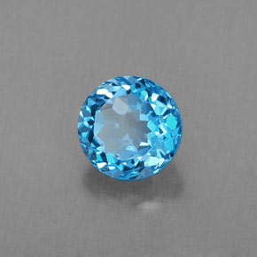 1.83캐럿 천연 스위스 블루 토파즈, 라운드 컷, 7.02 mm, VS