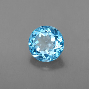 1.64캐럿 천연 스위스 블루 토파즈, 라운드 컷, 7.22 mm, VVS