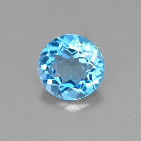 1.37캐럿 천연 스위스 블루 토파즈, 라운드 컷, 6.98 mm, VVS-VS