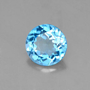 1.37캐럿 천연 스위스 블루 토파즈, 라운드 컷, 6.98 mm, VVS-VS