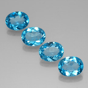 캐럿 천연 스위스 블루 토파즈 보석, 타원형 컷, 9×7.1 mm, VVS