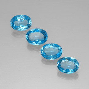 캐럿 천연 스위스 블루 토파즈 보석, 타원형 컷, 8.1×6.1 mm, VVS