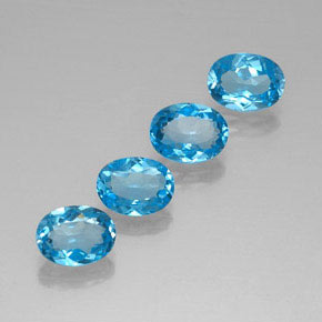 캐럿 천연 스위스 블루 토파즈 보석, 타원형 컷, 8.1×6.1 mm, VVS