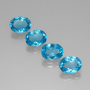 캐럿 천연 스위스 블루 토파즈 보석, 타원형 컷, 8.1×6.1 mm, VVS
