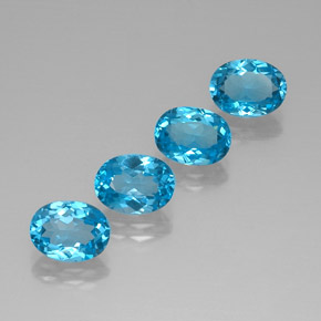 캐럿 천연 스위스 블루 토파즈 보석, 타원형 컷, 8.1×6.1 mm, VVS