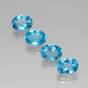 캐럿 천연 스위스 블루 토파즈 보석, 타원형 컷, 8.1×6.1 mm, VVS