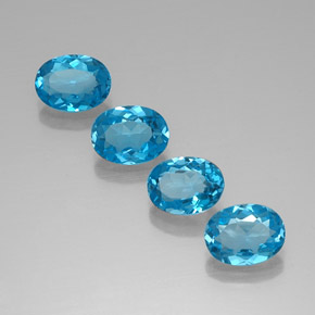5.89캐럿 천연 스위스 블루 토파즈, 타원형 컷, 8.1×6.1 mm, VVS