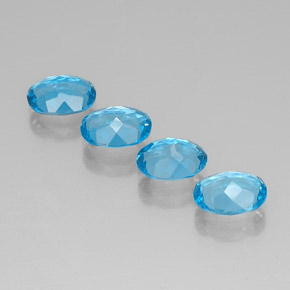 5.89캐럿 천연 스위스 블루 토파즈, 타원형 컷, 8.1×6.1 mm, VVS