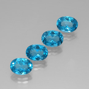 캐럿 천연 스위스 블루 토파즈 보석, 타원형 컷, 8.1×6 mm, VVS