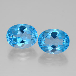 캐럿 천연 스위스 블루 토파즈 보석, 타원형 컷, 9.1×7.2 mm, VVS