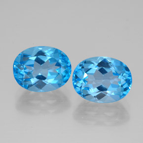 캐럿 천연 스위스 블루 토파즈 보석, 타원형 컷, 9×7.1 mm, VVS