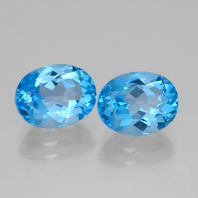 캐럿 천연 스위스 블루 토파즈 보석, 타원형 컷, 9×7.1 mm, VVS