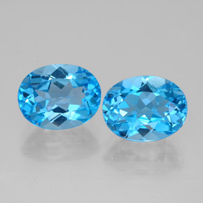 캐럿 천연 스위스 블루 토파즈 보석, 타원형 컷, 9.1×7.1 mm, VVS