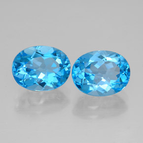 캐럿 천연 스위스 블루 토파즈 보석, 타원형 컷, 9.1×7.1 mm, VVS