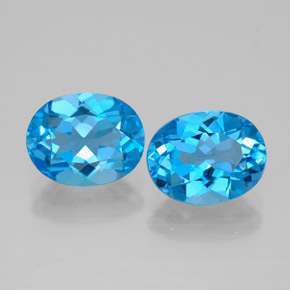 캐럿 천연 스위스 블루 토파즈 보석, 타원형 컷, 9.1×7.1 mm, VVS