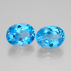 캐럿 천연 스위스 블루 토파즈 보석, 타원형 컷, 9.1×7.1 mm, VVS