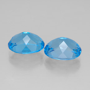 캐럿 천연 스위스 블루 토파즈 보석, 타원형 컷, 9.1×7.1 mm, VVS