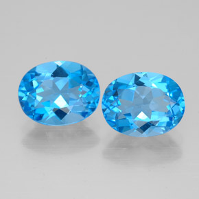 캐럿 천연 스위스 블루 토파즈 보석, 타원형 컷, 9.1×7.2 mm, VVS