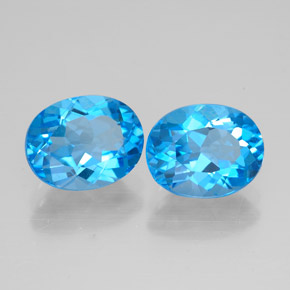 캐럿 천연 스위스 블루 토파즈 보석, 타원형 컷, 9.1×7.2 mm, VVS