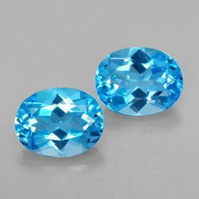 캐럿 천연 스위스 블루 토파즈 보석, 타원형 컷, 9×7.1 mm, VVS