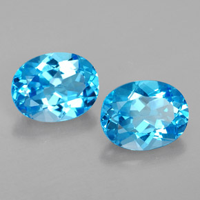 캐럿 천연 스위스 블루 토파즈 보석, 타원형 컷, 9×7.1 mm, VVS