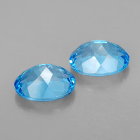 캐럿 천연 스위스 블루 토파즈 보석, 타원형 컷, 9×7.1 mm, VVS