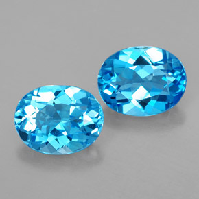 캐럿 천연 스위스 블루 토파즈 보석, 타원형 컷, 9×7 mm, VVS