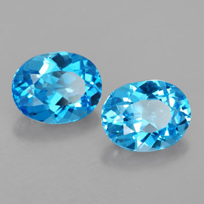 캐럿 천연 스위스 블루 토파즈 보석, 타원형 컷, 9×7 mm, VVS