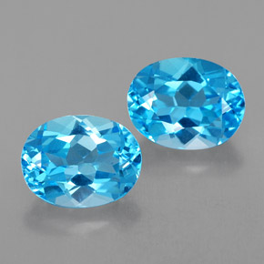 캐럿 천연 스위스 블루 토파즈 보석, 타원형 컷, 9.2×7.1 mm, VVS