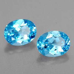 캐럿 천연 스위스 블루 토파즈 보석, 타원형 컷, 9.2×7.1 mm, VVS