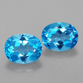 캐럿 천연 스위스 블루 토파즈 보석, 타원형 컷, 9.2×7.3 mm, VVS